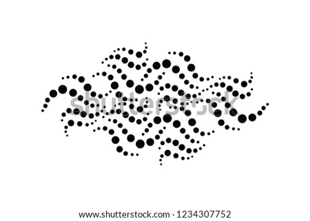 Black circles abstract pattern. Stock vector illustration of nature like silhouette, tattoo design isolated on white background.
