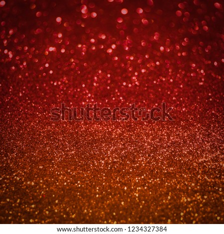 Red glitter vintage lights background. defocused for christmas