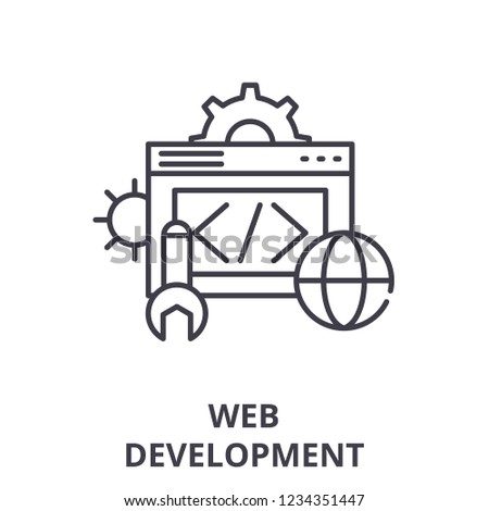 Web development line icon concept. Web development vector linear illustration, symbol, sign
