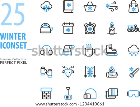 Winter and Christmas Icon Set premium collection with perfect pixel 
