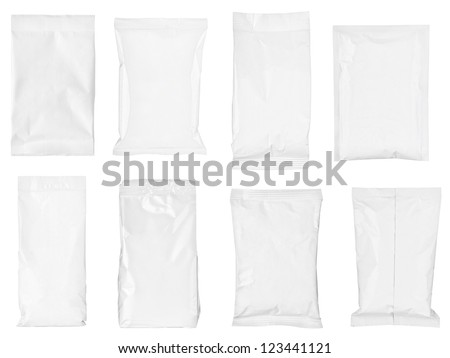 collection of various paper bags on white background. each one is shot separately Royalty-Free Stock Photo #123441121
