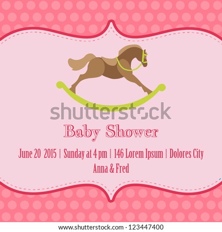 Baby Girl Shower and Arrival Card - with place for your text in vector