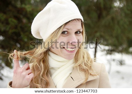 Girl in the park in winter