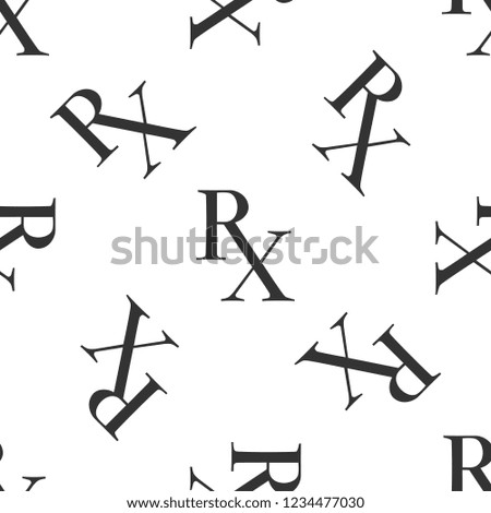 Medicine symbol Rx prescription icon seamless pattern on white background. Flat design
