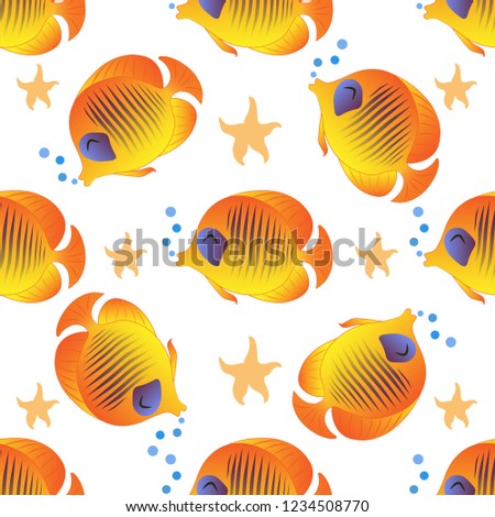 fish and sea star cartoon characters pattern