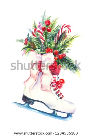 watercolor Christmas skates 
