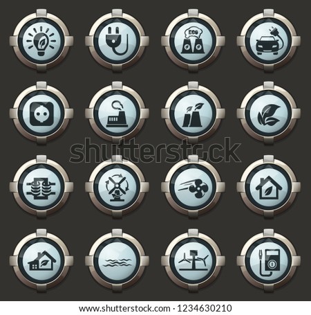 Alternative energy vector stylish round buttons for mobile applications and web