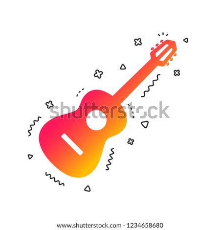 Acoustic guitar sign icon. Music symbol. Colorful geometric shapes. Gradient guitar icon design.  Vector