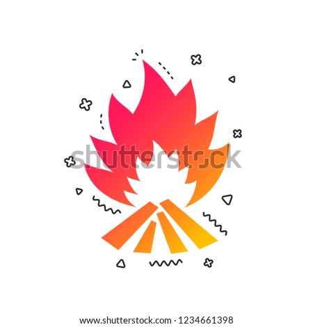 Fire flame sign icon. Heat symbol. Stop fire. Escape from fire. Colorful geometric shapes. Gradient fire icon design.  Vector