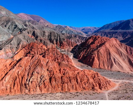 Aerial view of mountains in Argentinian desert