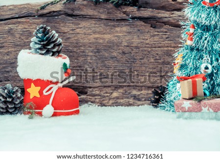 Merry Christmas and Happy New Year, winter season with snow and decoration