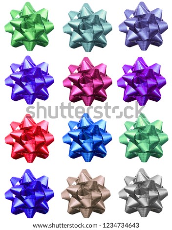 Set of holiday colorful bows isolated white
