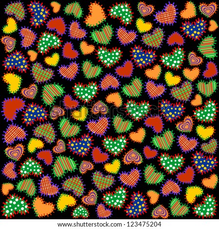 Valentine's Day Seamless Background of Color Hearts, Vector Version