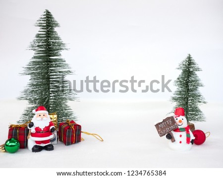 Merry Christmas decoration and happy  new year with snowman on white background and copy space.