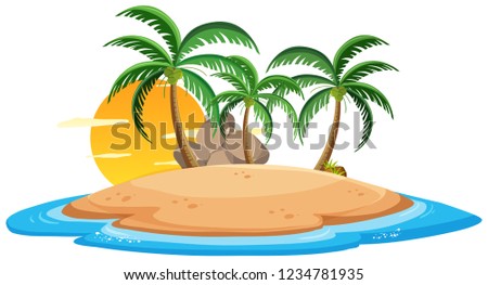 Isolated island on white background illustration