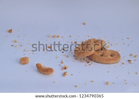 Butter cookies on white background