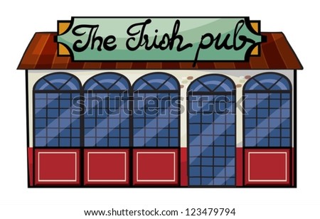 Illustration of an Irish pub on a white  background