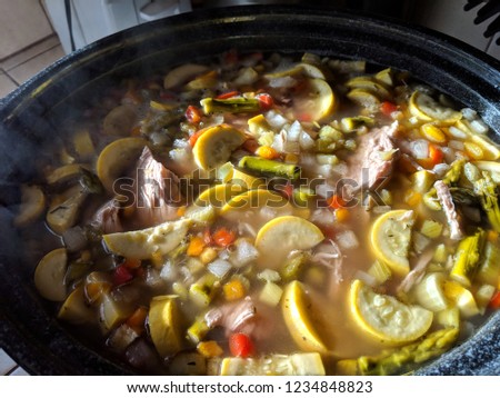 Chicken Vegetable Crockpot Soup Royalty-Free Stock Photo #1234848823