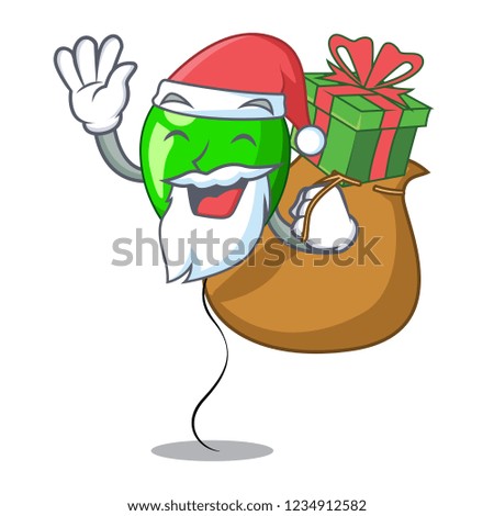 Santa with gift green balloon on character plastic stick