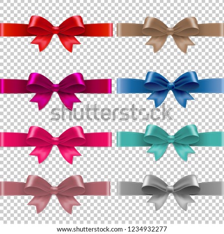 Color Bows Isolated Transparent Background With Gradient Mesh, Vector Illustration
