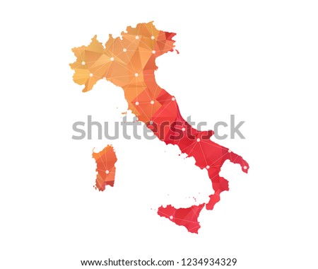 Italy Map - Abstract geometric rumpled triangular low poly style gradient graphic on white background , line dots polygonal design for your . Vector illustration eps 10.