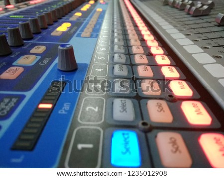 close up of Audio Mixer, natural tone
