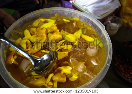 manisanan is spicy mango salad than was sold on indonesian night market