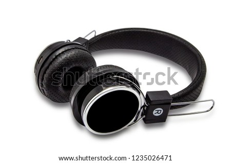 Black headphone isolated on white background, File contains with clipping path.