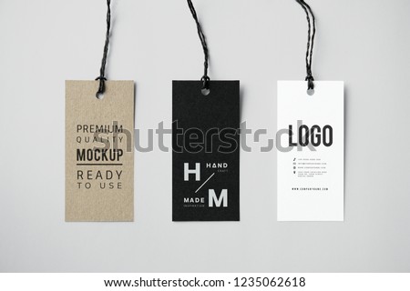 Three fashion label tag mockups Royalty-Free Stock Photo #1235062618