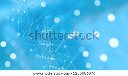Block chain and technology abstract background.Net and communication concept.3d illustration.Close up image of dots and lines structure.Big data backdrop