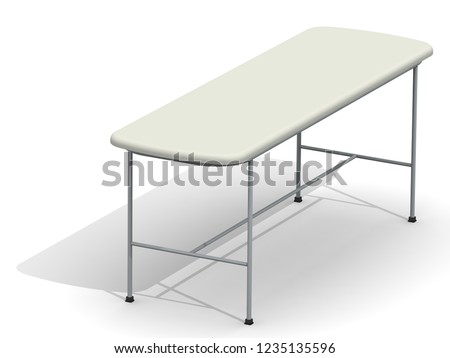 Medical couch. A high medical massage couch stands on a white surface. 3D Illustration