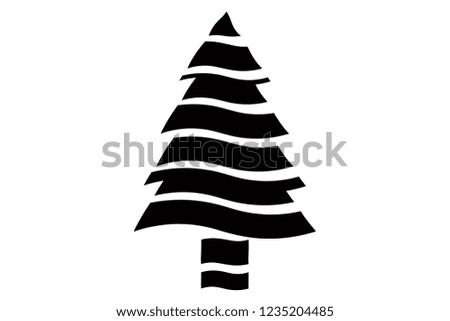 Black silhouette of christmas pine.