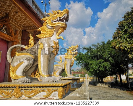 Close​ up​ kirin​ ancient pagoda Royalty-Free Stock Photo #1235227339