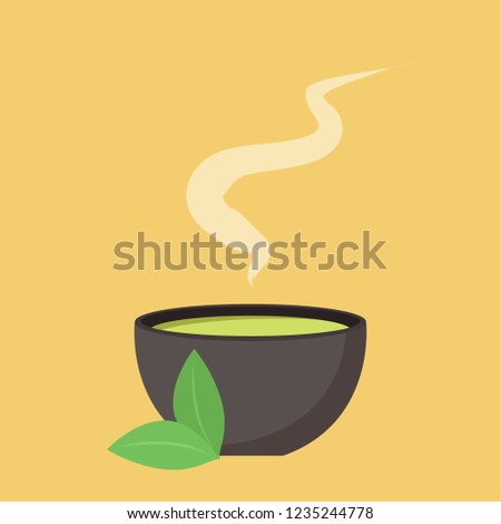 Tea cup cartoon vector. wallpaper. free space for text.