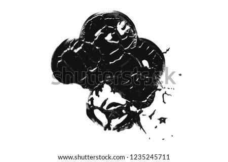 Messy ink background. Black on white texture. Abstract textured brush strokes art. Minimalistic design background. Modern illustration for graphic projects, posters, flyers, banners.
