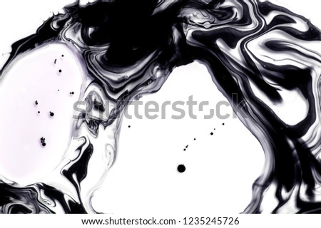 Messy ink background. Black on white texture. Abstract textured brush strokes art. Minimalistic design background. Modern illustration for graphic projects, posters, flyers, banners. Marble effect