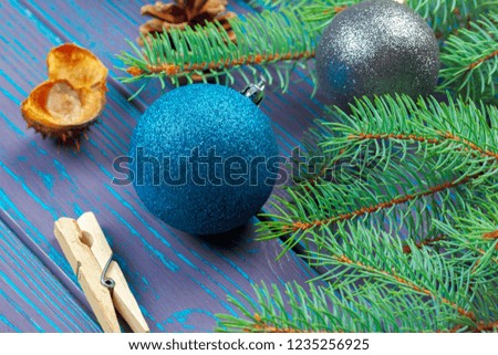 Christmas ball and Christmas tree branches