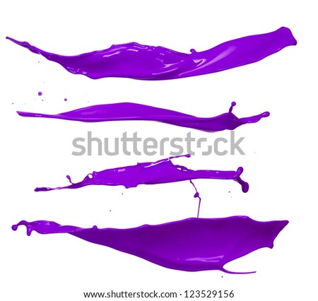 Purple paint splashes collection on white background