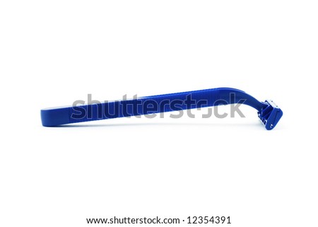 Isolated photo of a blue plastic razor