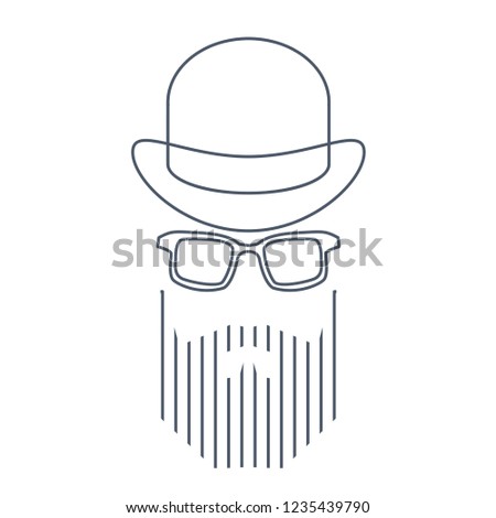 Simple style portrait of hipster man in hat. Barber shop character concept.  
