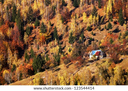 Autumn landscape in Rucar Pass, Romania
