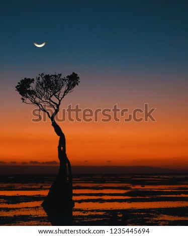Sunset Silhouette Pictures at Beach Indonesia
