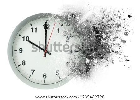 Time passes, dissolves. Concept of vanishing time.  Royalty-Free Stock Photo #1235469790