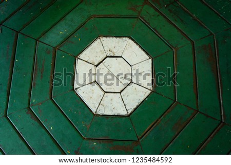 the green and white   wooden floor with  polygon shape chinese style