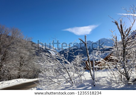 Winter in the village of Saint Bon Courchevel in the French Alps