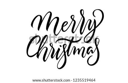 Merry Christmas fancy modern vector lettering. Holiday cute calligraphy banner. Celebration template for cards, print, invitations. Expressive style brush hand written sign illustration.