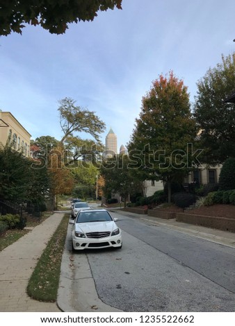 View on Midtown skyscrapers through the trees. Atlanta, GA