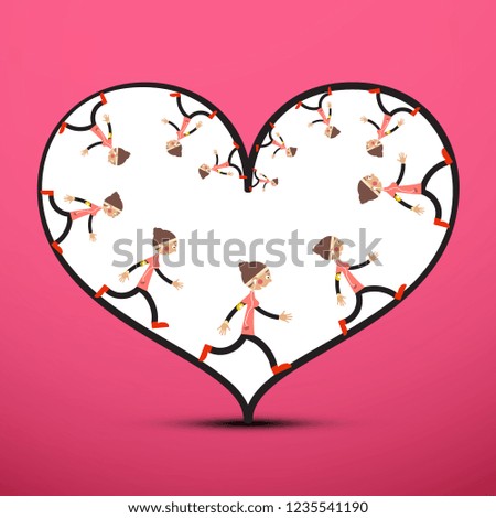 Jogger Inside Heart on Pink Background. Running Woman Vector Illustration. Healthy Lifestyle Concept. Sport Love Icon.