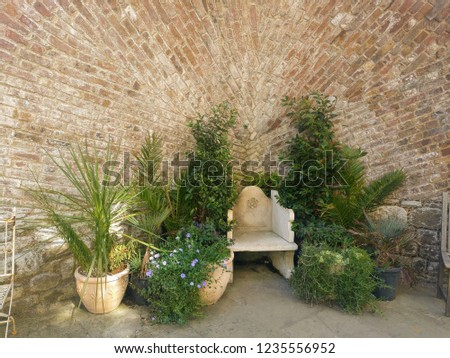 Garden Scene in Front of Domed Brick Wall, Walmer Castle, UK