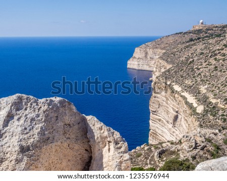 The view of Maltas Dingli Cliffs natural park. Malta Royalty-Free Stock Photo #1235576944